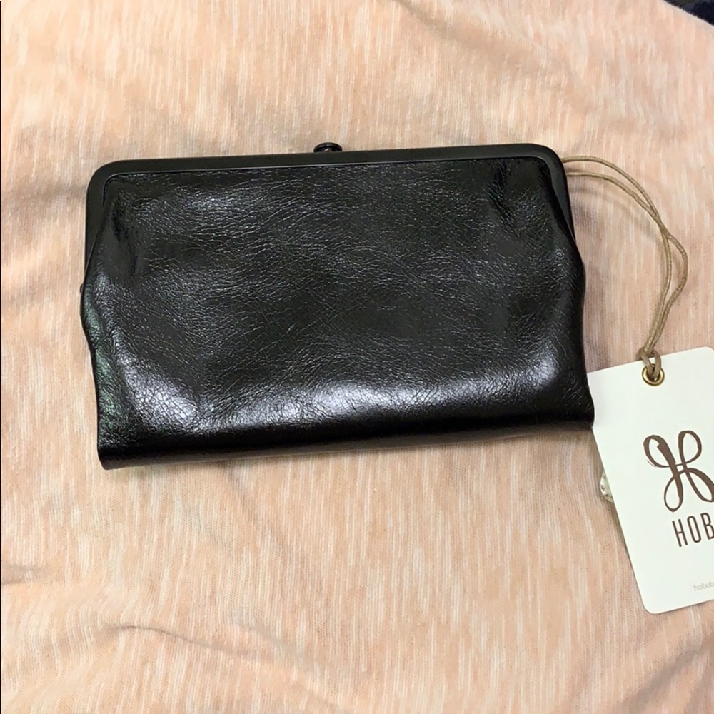 NWT HOBO Black on Black Glory Leather Wallet